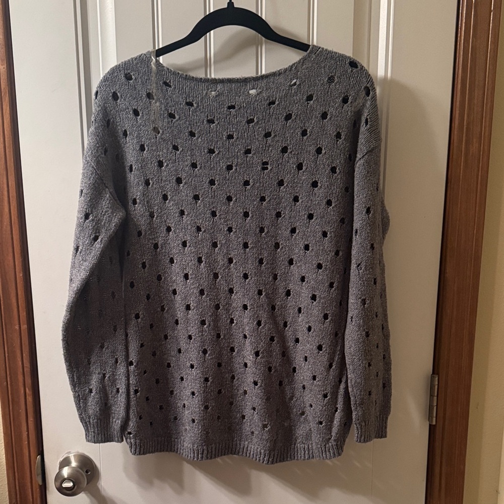 Maurices Charcoal Dot Pattern Crew Neck Sweater - Picture 7 of 7
